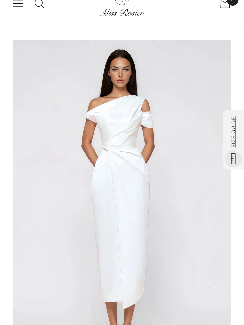 Miss Rosier Asymmetric One-Shoulder White Midi Dress